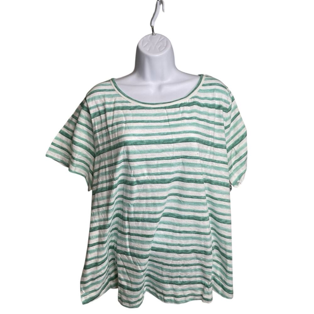 Talbots Women's Green‎ Striped Casual Top Size 3XP Preppy Country Club Classic